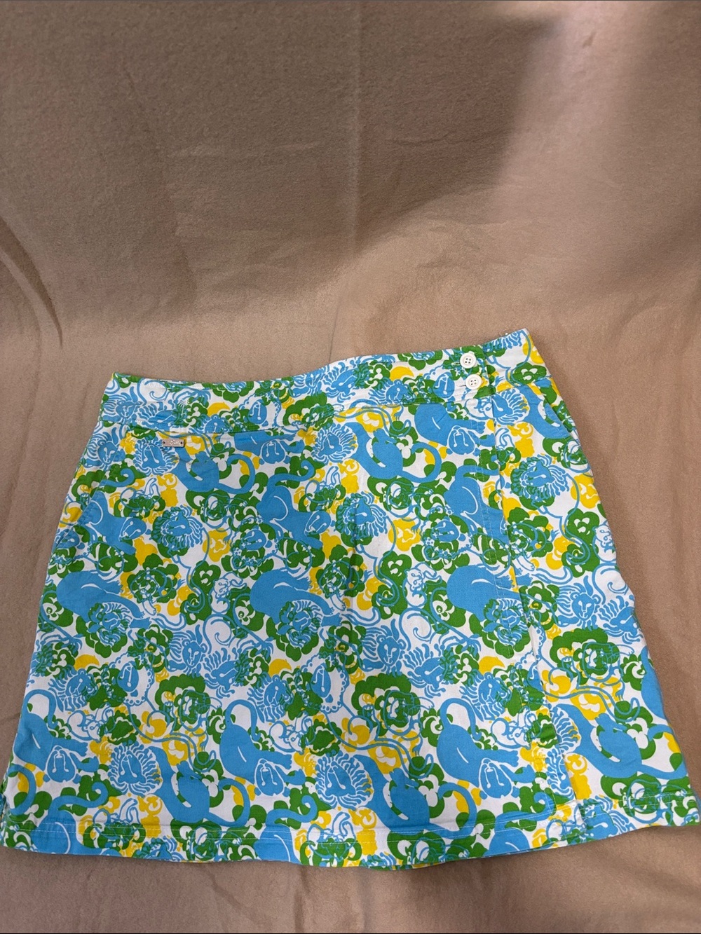 Lilly Pulitzer Multicolor Floral Print Skorts — Blue, Green & Yellow Sz 12